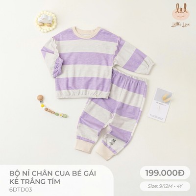 BỘ NỈ CHÂN CUA CHO BÉ GÁI LIL LITTLE LOVE  [ NỈ DÀY DẶN, GIỮ ẤM TỐT ] SZ SZ 9/12M - 4Y (6DTD03)