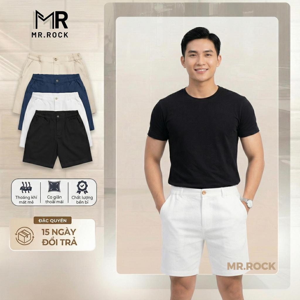 Quần Short KaKi Nam Mr Rock Form Đùi Cộc Cạp Chun Vải Co Giãn Mềm Mại Thoải Mái