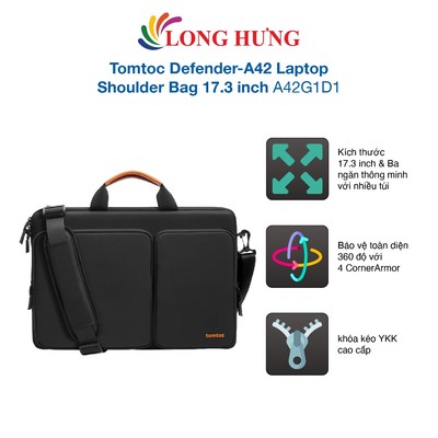 Túi xách chống sốc Tomtoc Defender-A42 Laptop Shoulder Bag 17.3 inch A42G1D1 - Hàng chính hãng