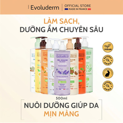 Gel Tắm Dưỡng Ẩm Evoluderm Giúp Làm Sạch Và Nuôi Dưỡng Làn Da 500ml