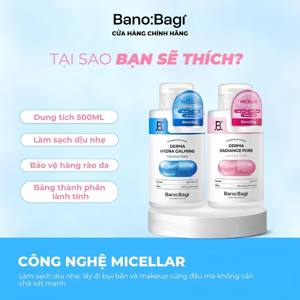 Ảnh 5 của Nước tẩy trang BANOBAGI làm sạch sâu, cấp ẩm dịu nhẹ cho da mặt 500ml