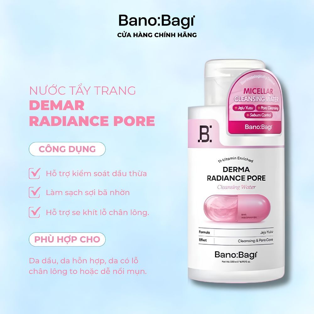Ảnh 4 của Nước tẩy trang BANOBAGI làm sạch sâu, cấp ẩm dịu nhẹ cho da mặt 500ml