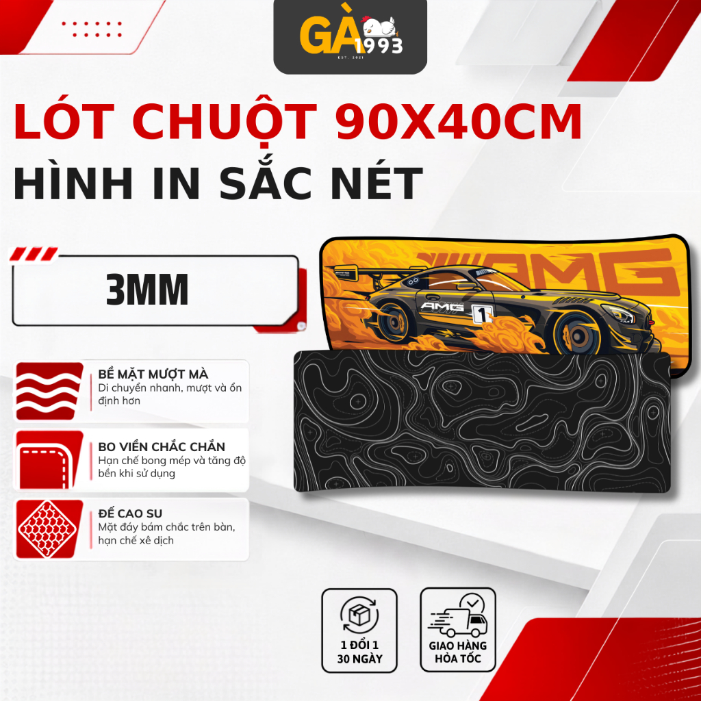 Lót chuột cỡ lớn size 90x40cm, tấm lót chuột có độ dày 3mm họa tiết sắc nét may viên chắc chắn