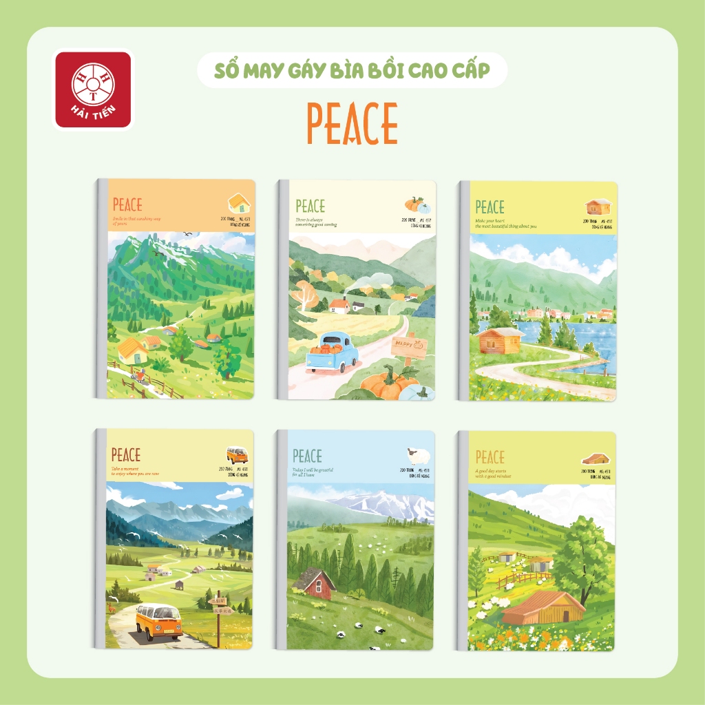 HẢI TIẾN Sổ may gáy bìa bồi cao cấp - PEACE - ĐL 70g/m2 (200,300 trang) - Cỡ A4/A5/A6