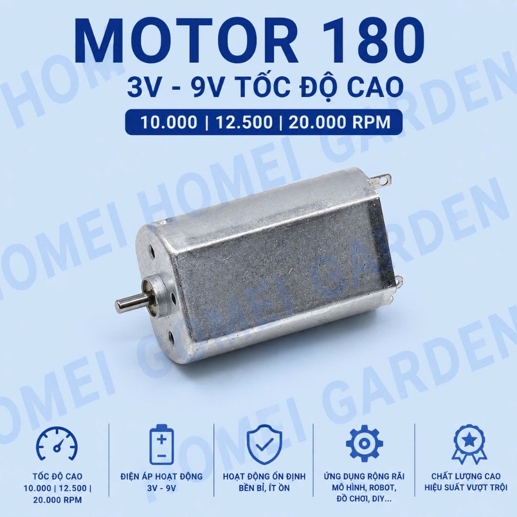 Motor mini 180 điện áp 3V - 9V tốc độ 10000 - 20000 RPM chất lượng cao - HM0195