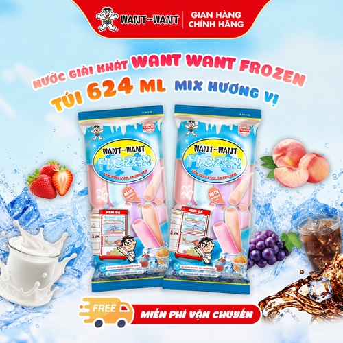 Nước Giải Khát Want Want Frozen Mix Hương Vị Túi 624ml, Kem Đá Mát Lạnh Sảng Khoái