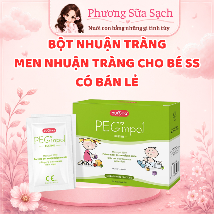 Bột Nhuận Tràng Buona PEGinpol Macrogol 3350 Hỗ Trợ Táo Bón Cho Trẻ Em Hộp 20 Gói x 5g