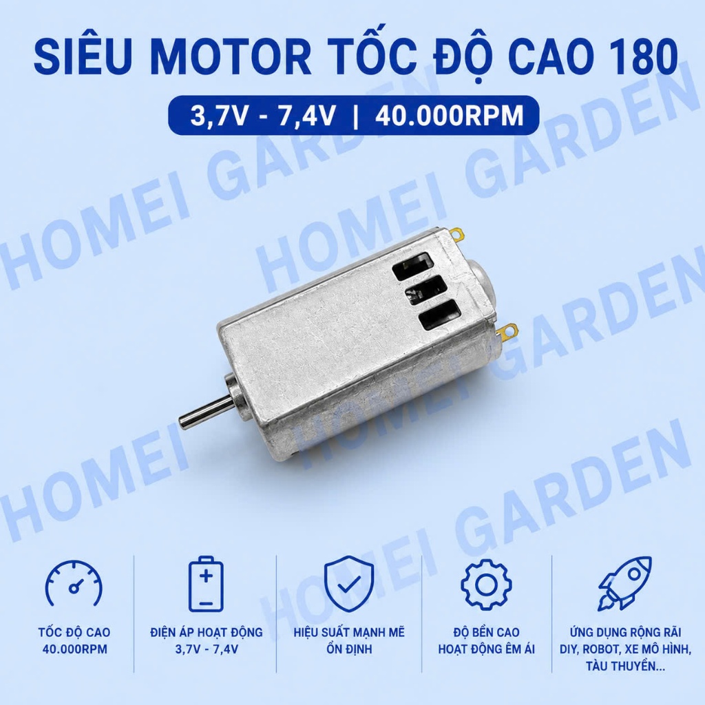 Motor chổi than 180 chất lượng cao 3.7V - 7.4V tốc độ 40000 RPM siêu khỏe HÀNG MỚI HM0196