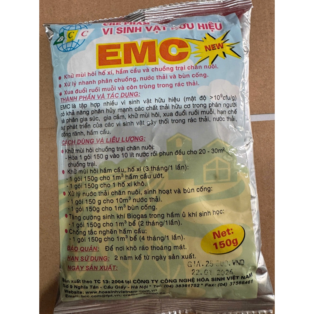 Chế phẩm vi sinh vật EMC (150g) khử mùi rác thải sinh hoạt, chăn nuôi