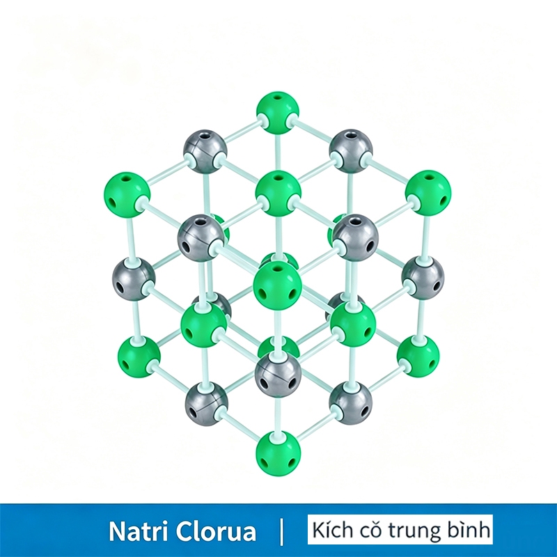 Mô hình cấu trúc tinh thể NaCl (Natri Clorua), mô hình mạng ion NaCl, mô hình hóa học dùng cho giảng