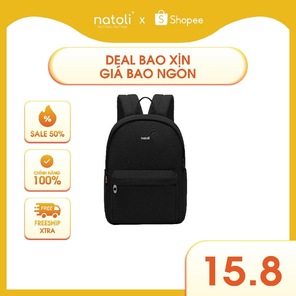 Balo đi học nam nữ thương hiệu NATOLI nhiều ngăn chống nước tốt - Basic Backpack B2