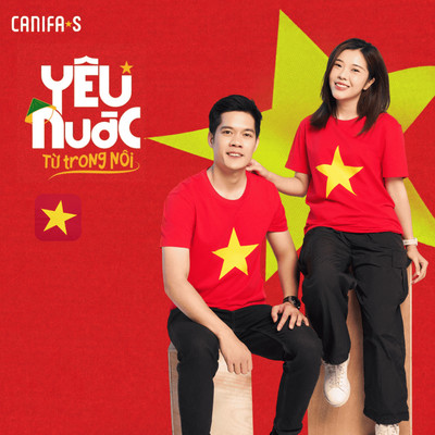 Áo phông cờ đỏ sao vàng unisex người lớn CANIFA cộc tay in hình quốc kỳ Việt Nam 5TS26S016