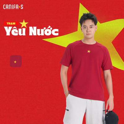 Áo phông nam CANIFA S áo thun form vừa in họa tiết Cờ đỏ sao vàng 8TS26S026