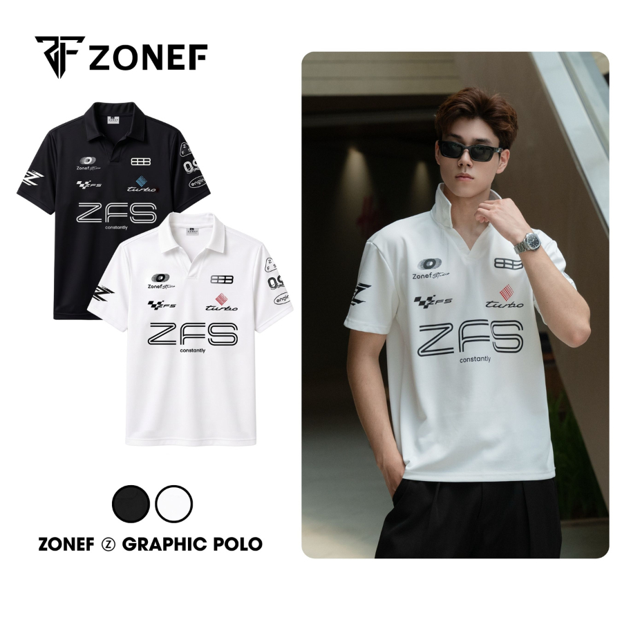 Áo Polo Ngắn Tay Hoạ Tiết Graphic Racing By ZONEF STUDIO, Áo Polo Nam Nữ Chất Vải Thun Lạnh Phong Cá
