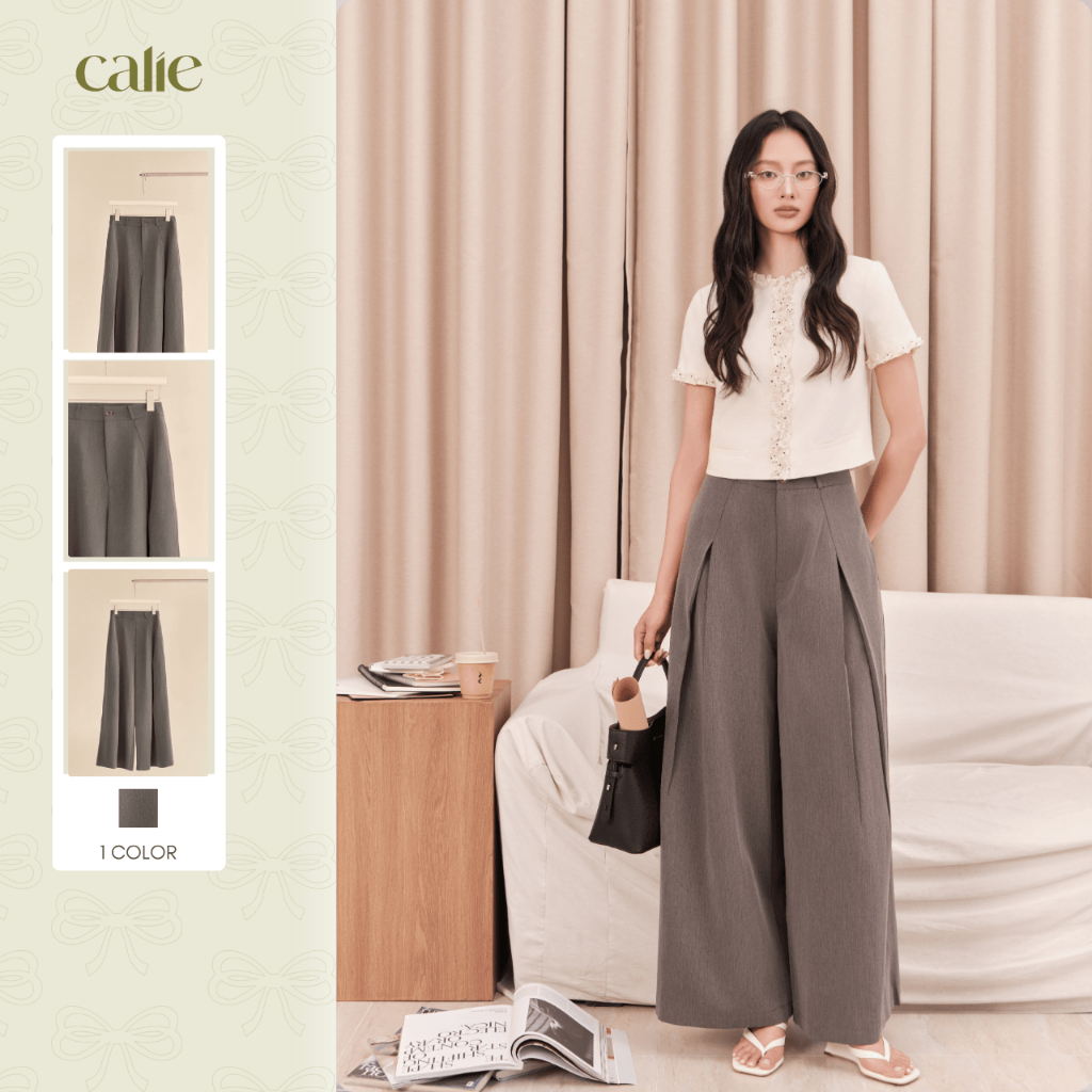 (Late Bloom) Quần suông chéo hàn xếp ly trầu cao cấp, dáng rộng thanh lịch tôn dáng thời trang nữ Ca