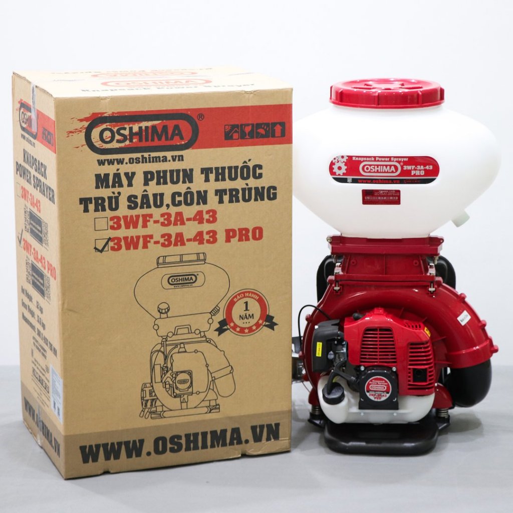 Máy phun thuốc trừ sâu côn trùng động cơ OSHIMA 3WF-3A-43 Pro Đỏ 2 thì (3 chức năng)