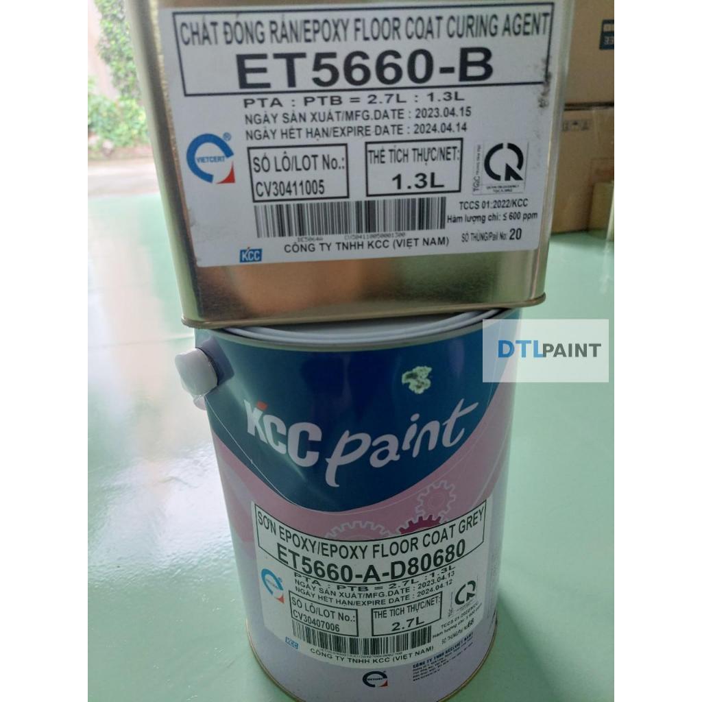 Bộ 4 lít Sơn KCC ET5660 D80680.Sơn Epoxy màu ghi xám, sơn trong nhà. Sơn nền nhà xưởng, nhà kho