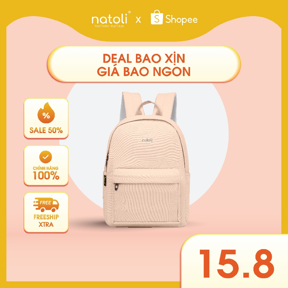 Balo đi học nữ cute NATOLI nhiều ngăn chống nước cao cấp - Basic Backpack B2
