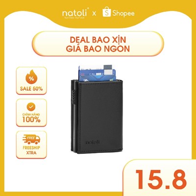 Ví nam nữ mini thông minh thương hiệu Natoli gập 3 đựng thẻ cao cấp - Futuristic Mini Wallet V8