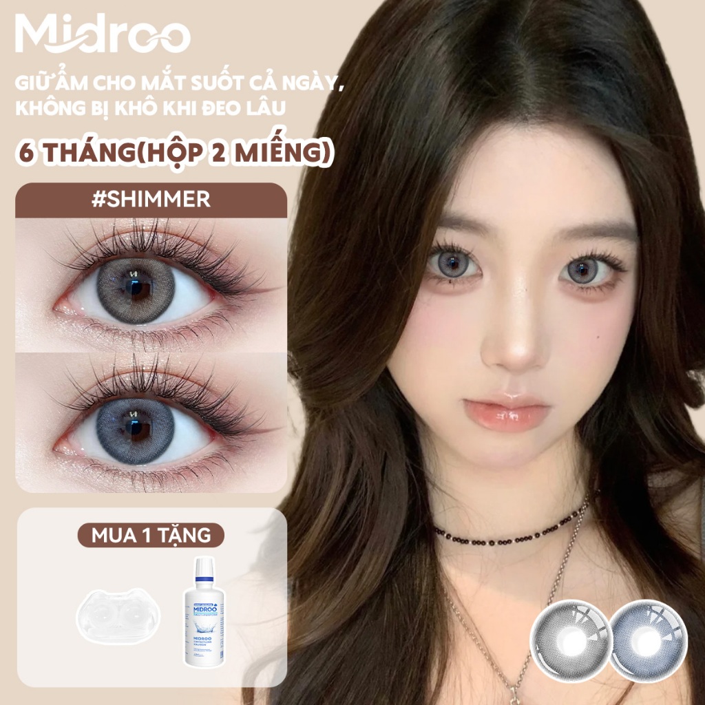 Midroo 14.2mm Shimmer Lens cận độ ẩm 40% phù hợp cho học sinh và người đi làm Kính áp tròng Thời hạn