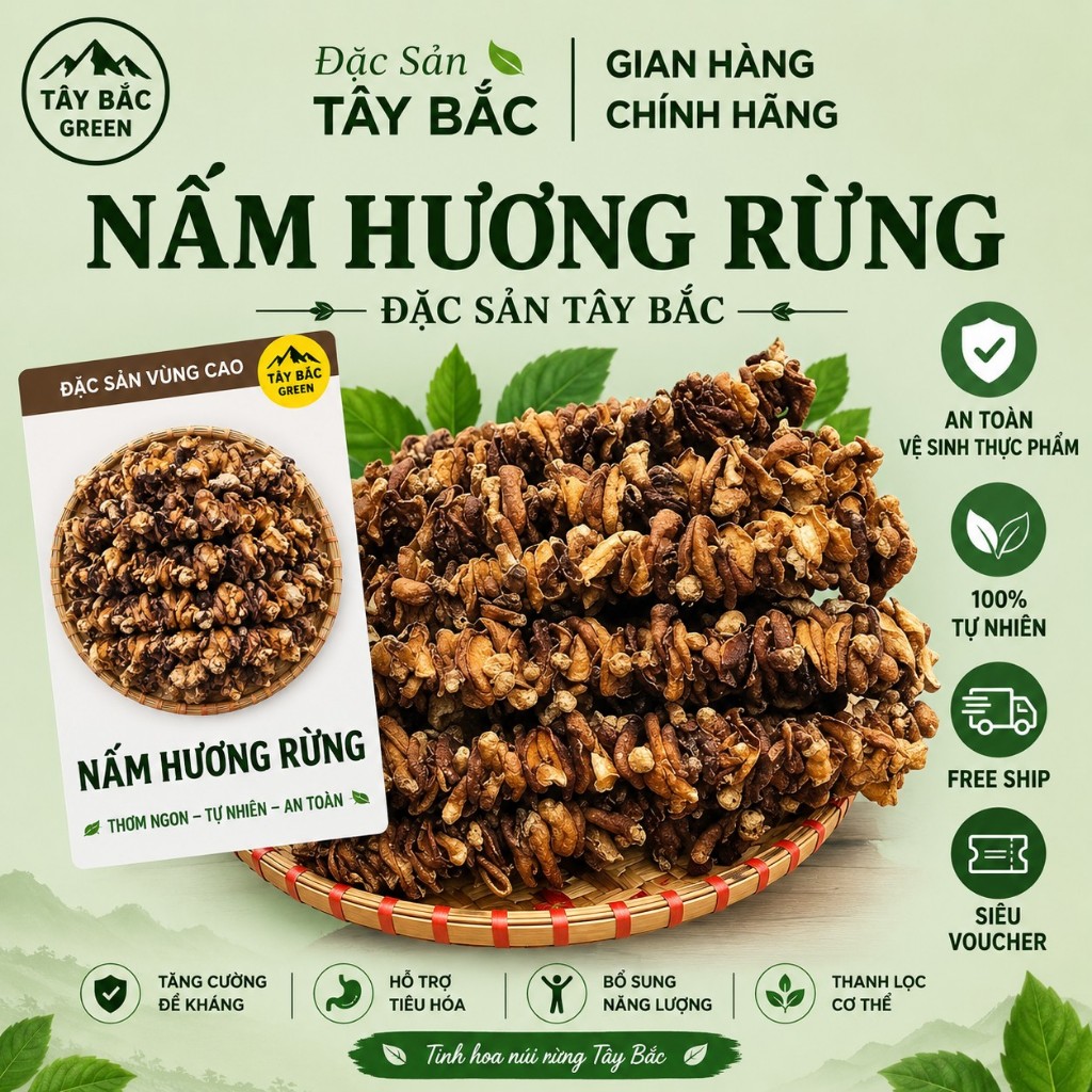 1KG NẤM HƯƠNG RỪNG KHÔ – NẤM HƯƠNG KHÔ TỰ NHIÊN, THƠM ĐẬM, NGUYÊN LIỆU NẤU ĂN | SHOP TRAI BẢN