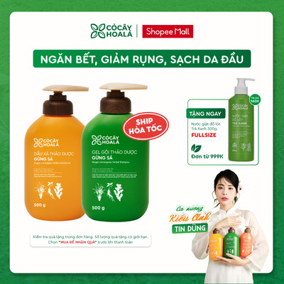 Dầu Gội Thảo Dược Cỏ Cây Hoa Lá Gừng Sả Hỗ Trợ Làm Dày Tóc, Làm Sạch Da Đầu 500g