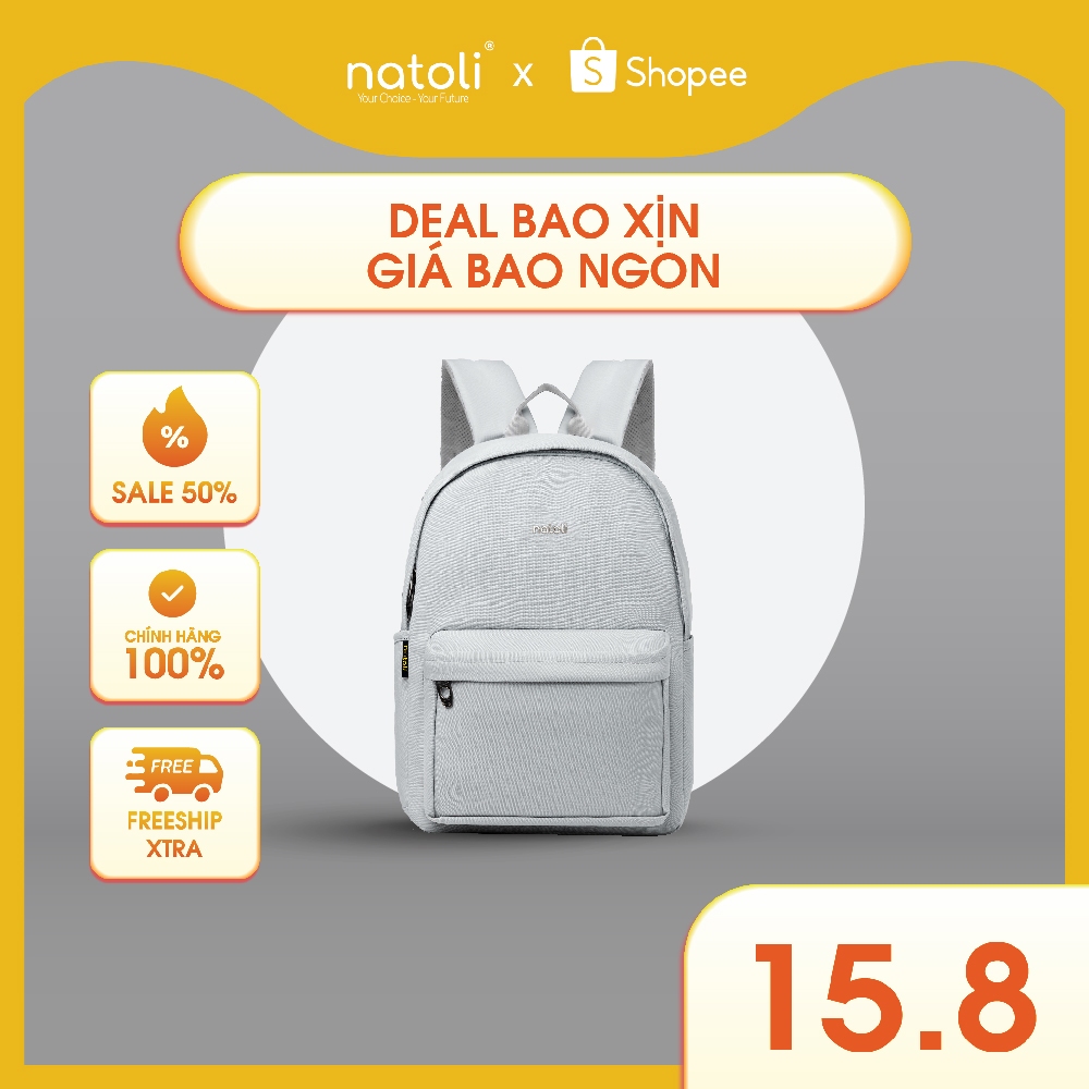Balo nam nữ đi học chống nước thương hiệu NATOLI nhiều ngăn kháng nước tốt - Basic Backpack B2