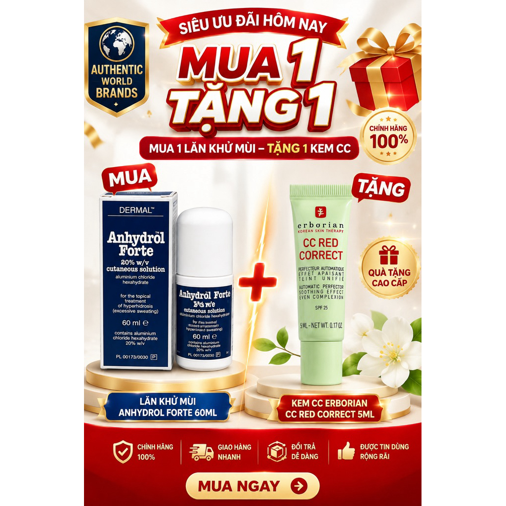 Dermal Anhydrol Forte 20% 60ml - Lăn hỗ trợ kiểm soát mồ hôi tay, chân, nách - Hàng chính hãng UK