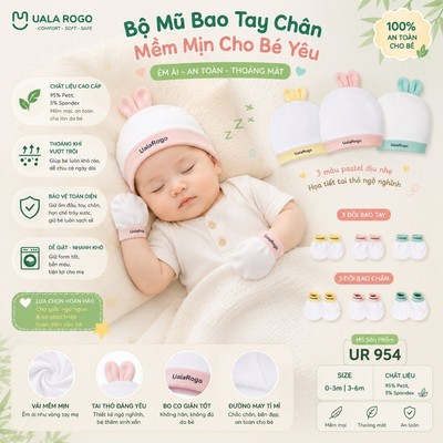 Bao tay chân mũ cho bé sơ sinh Ualarogo vải Petit mềm mại co giãn thoáng khí UR 954 961