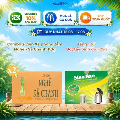 Combo 2 Viên Xà Bông Nghệ - Sả Chanh Sinh Dược 110g, Giúp Hỗ Trợ Kháng Khuẩn, Dưỡng Da Thư Giãn, Hỗ Trợ Ngăn Ngừa Mụn