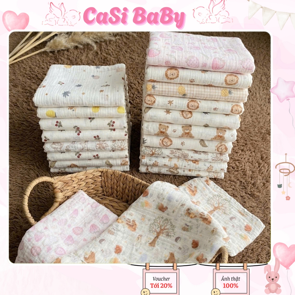 Khăn tắm xô muslin cao cấp 2 lớp 70x90 đa năng cho bé CaSi BaBy
