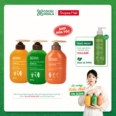 [COMBO DỊU NHẸ BÊN MẸ] Combo Dầu Gội Xả Gừng Sả, Sữa Tắm Gừng Nghệ Cỏ Cây Hoa Lá VIETNAM
