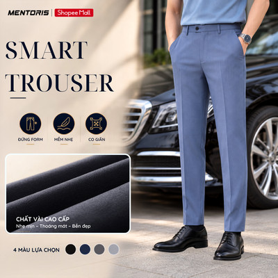 Quần Tây Nam MENTORIS Vải Mềm Mại, Ít Nhăn, Form Regular Fit, Phong Cách Công Sở, Tôn Dáng MTR03R