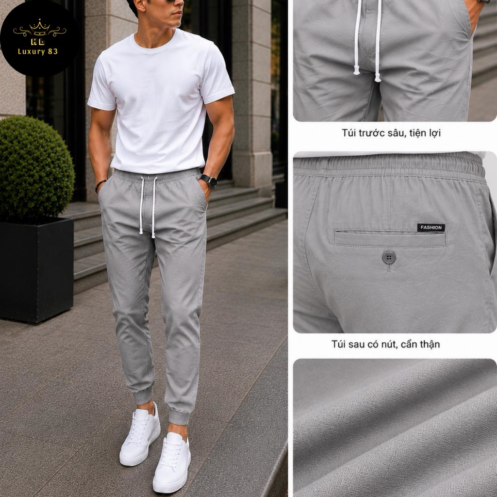 Quần Jogger ,Quần kaki nam Dài Gấu Bo Vải gió giãn mềm Dáng chuẩn  HL.luxury83 có Ship hoả tốc