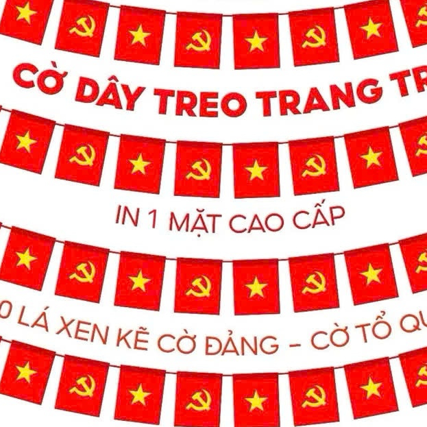 Dây 20 lá cờ treo, dây cờ Việt Nam, dây cờ Tổ Quốc , Đảng trang trí Tết,lễ hội dài gồm 20 cờ
