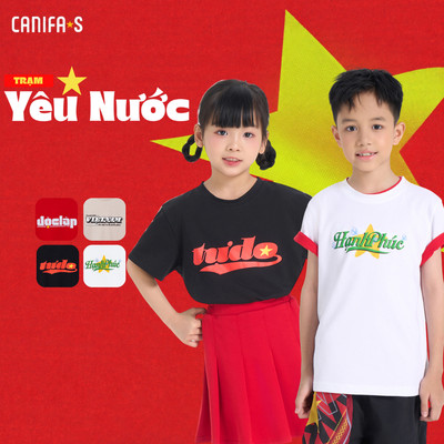Áo phông unisex trẻ em cộc tay, áo thun Độc lập - Tự do - Hạnh phúc trẻ em CANIFA S 3TS26S018