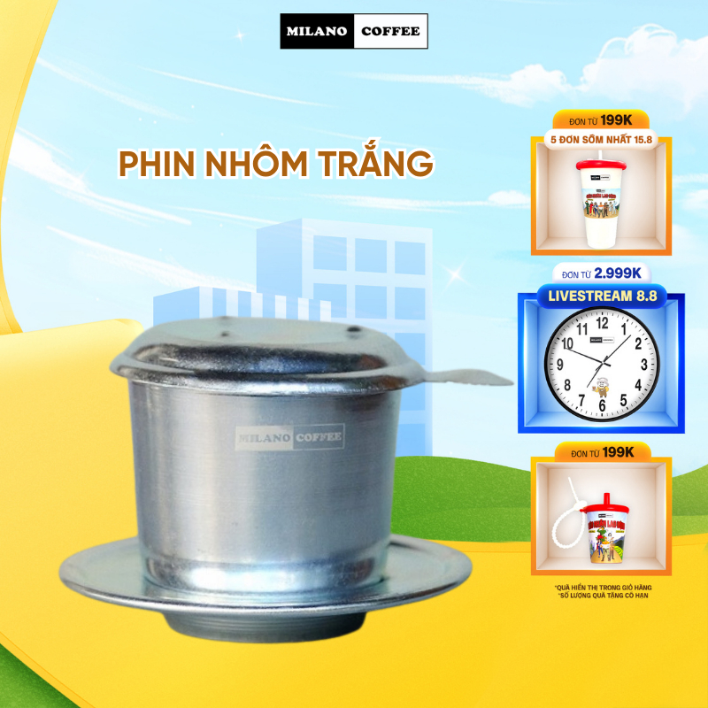 Phin nhôm trắng pha cà phê Milano Coffee
