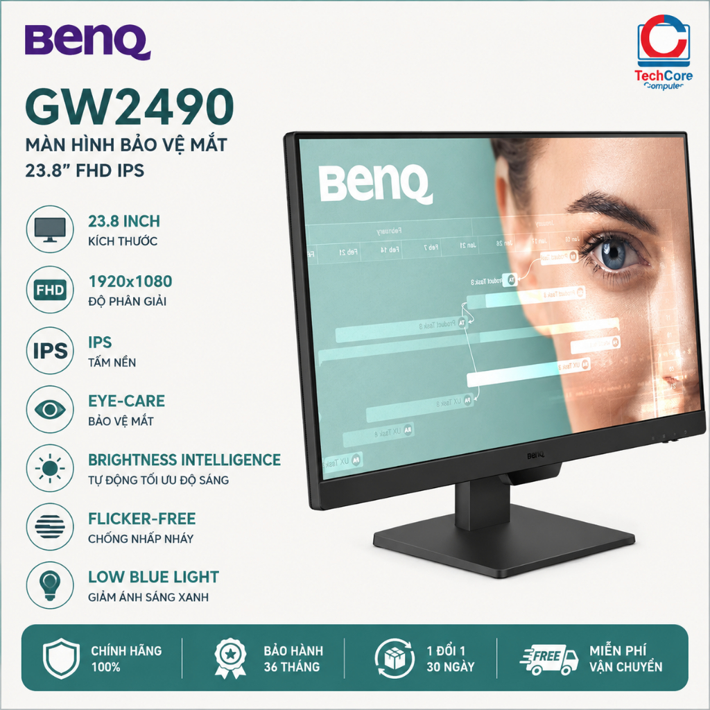 Màn hình bảo vệ mắt BenQ 23.8" FHD IPS GW2490- chính hãng