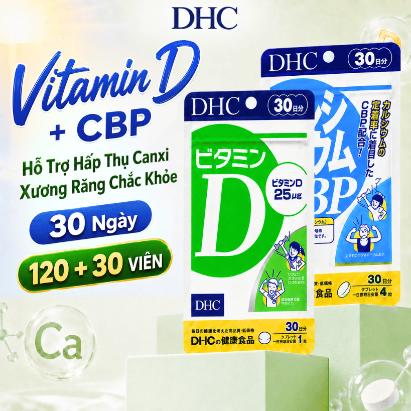 Viên Uống Canxi DHC Calcium CBP & Vitamin D3 Bộ 30 Ngày 120+30 Viên