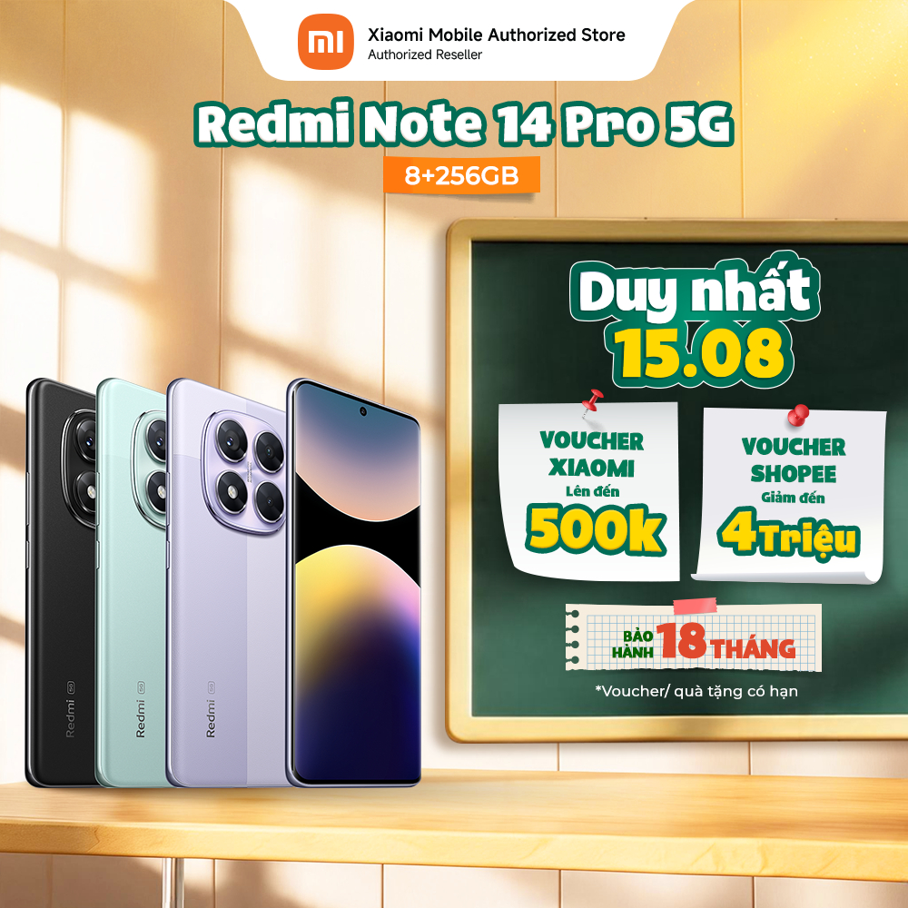 Điện thoại Redmi Note 14 Pro 5G (8+256GB) | Màn 6.67" | MediaTek Dimensity 7300-Ultra | Camera 200MP AI