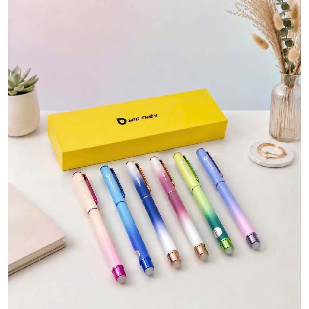 Combo 1 Bút Sao Thiên S226 Ngòi Kim Tinh Êm Trơn Viết Bài Hằng Ngày + 10 Mực Tẩy Xóa