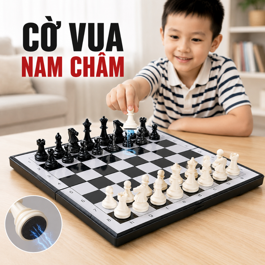 Bộ Cờ Vua Nam Châm Có Hộp Đựng Tiện Lợi Nhiều Kích Thước Cho Bé Rèn Luyện Tư…