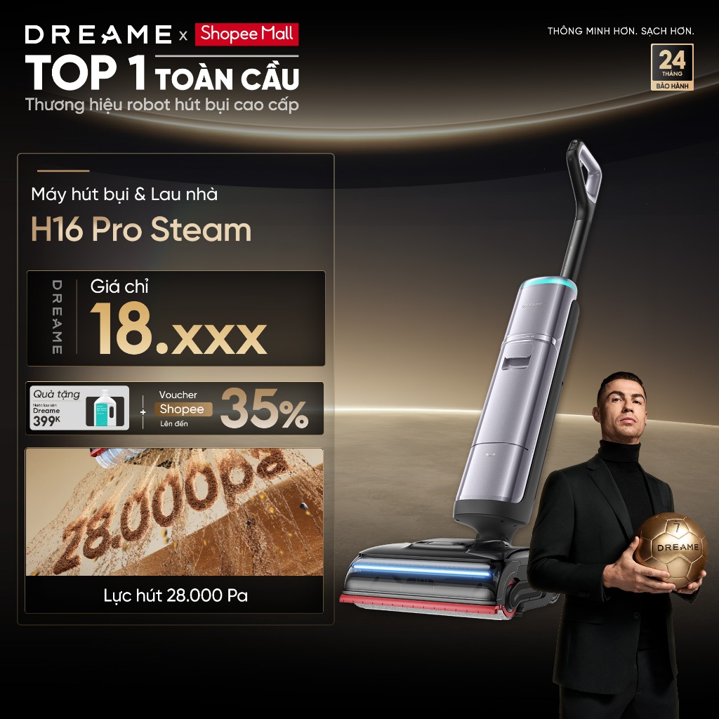 [Bảo hành tận nhà] Dreame H16 Pro Steam/ H16 Steam Máy hút bụi lau nhà | Lau Sàn Hơi Nước 200℃