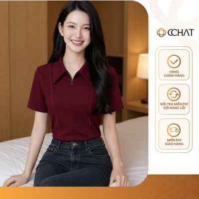 Áo Thun 𝐂𝐂𝐇𝐀𝐓 Dáng Ôm Inlux Thêu Trang Trí Chất Liệu Mềm Mại Cao Cấp 16TNC9049OT