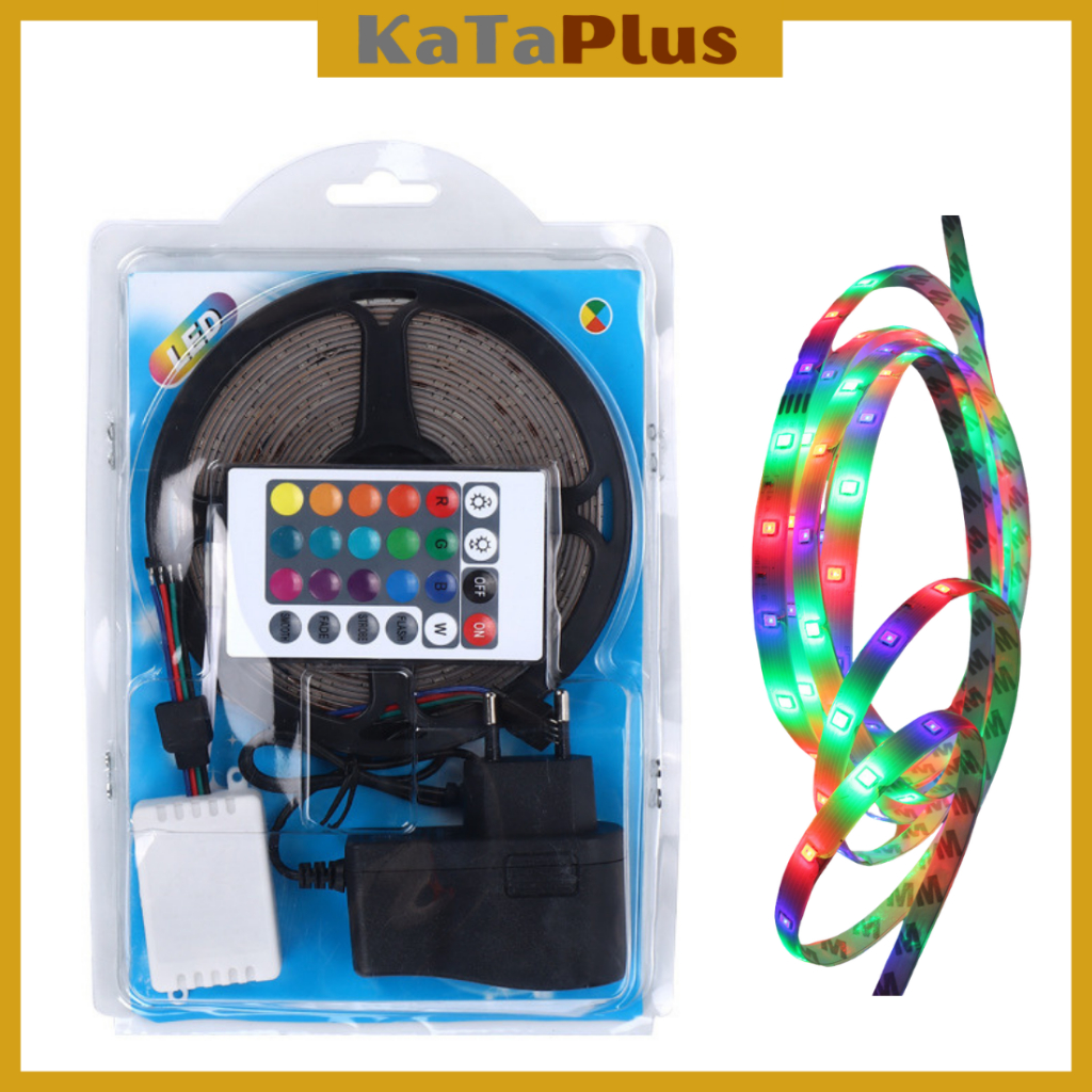 Cuộn Đèn Led RGB Dài 5m, Đèn RGB Kèm Nguồn 12V, Đèn LED Chống Nước Có Keo Dán
