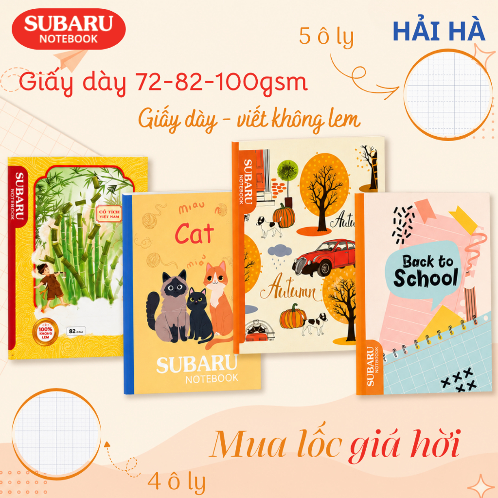 BACK TO SCHOOL | 1 LỐC 10 QUYỂN VỞ SUBARU NOTEBOOK 96 TRANG HOẶC 5 QUYỂN VỞ 200 TRANG ( Bìa giao ngẫ
