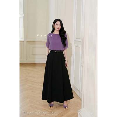 Áo Sơ Mi Nữ Công Sở MY WAY Chất Voan Tơ Mềm Nhẹ Tay Xẻ Sang Trọng 2MA15306