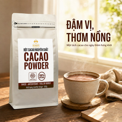 [SPH Sinhvien] Túi 100g Bột Cacao Nguyên Chất DK Harvest - 11-13% Bơ Cacao | Đậm Vị, Giàu Chất, Cải Thiện Tâm Trạng
