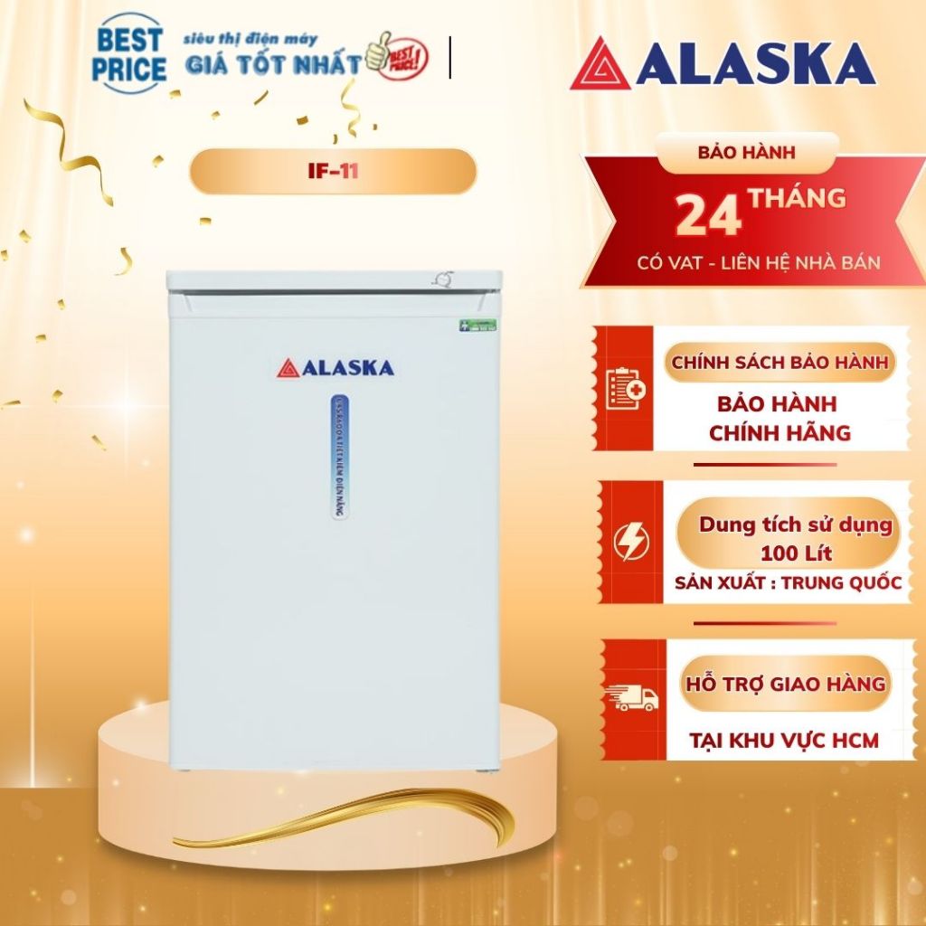 IF-11 Tủ Đông mini Đứng Alaska 100 lít Tiết Kiệm Điện, 4 Ngăn Tiện Lợi, Chính Hãng, BH 2 Năm IF-11