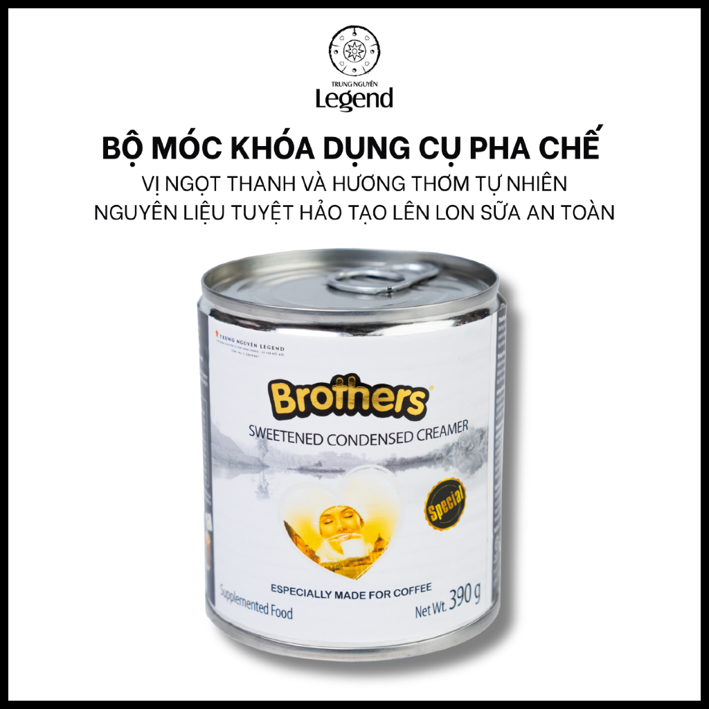 [HSD:12 Tháng] Sữa Đặc Brothers Trung Nguyên Legend - Lon 390gr - Nguyên Liệu Pha Chế Cà Phê
